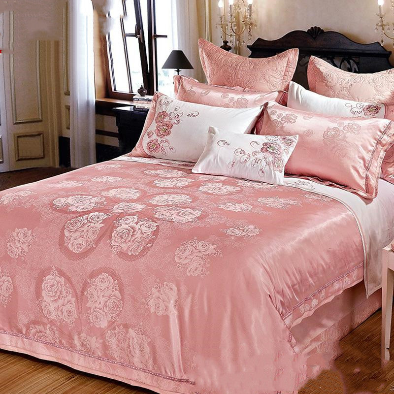 Ensemble de literie haut de gamme européen en lin et coton jacquard de soie glacée