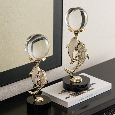 Light Luxury High-grade Crystal Dolphin Soft Home Decoration Desktop Ornaments
