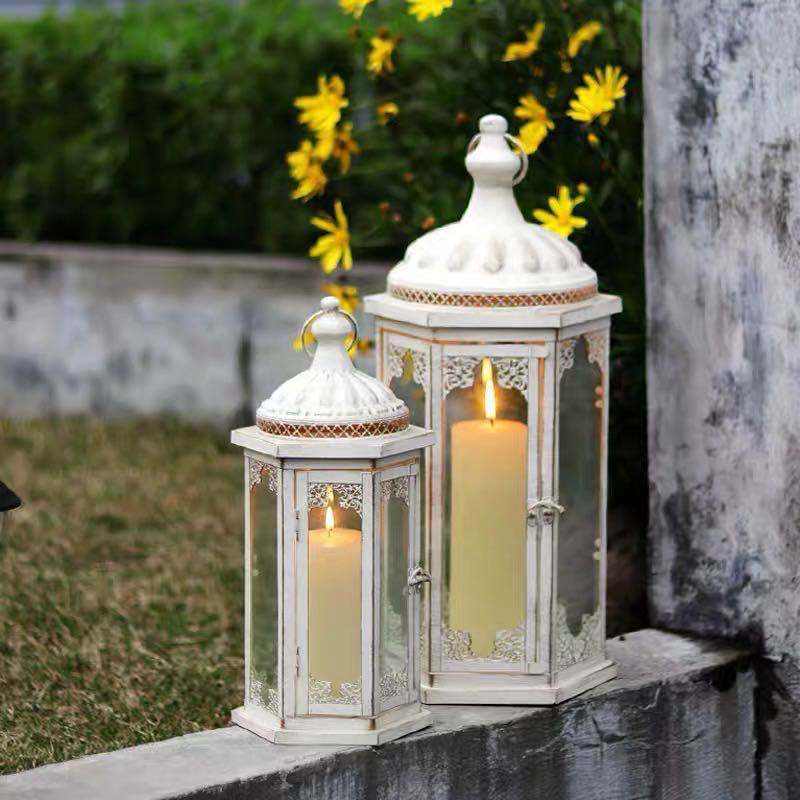 Home Outdoor Retro Wrought Iron Candle Holder