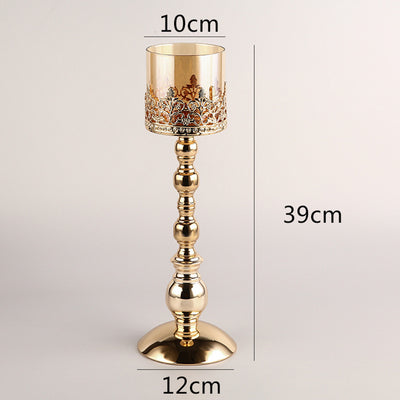 Crystal Candle Holder Creative Decoration Restaurant Metal Glass