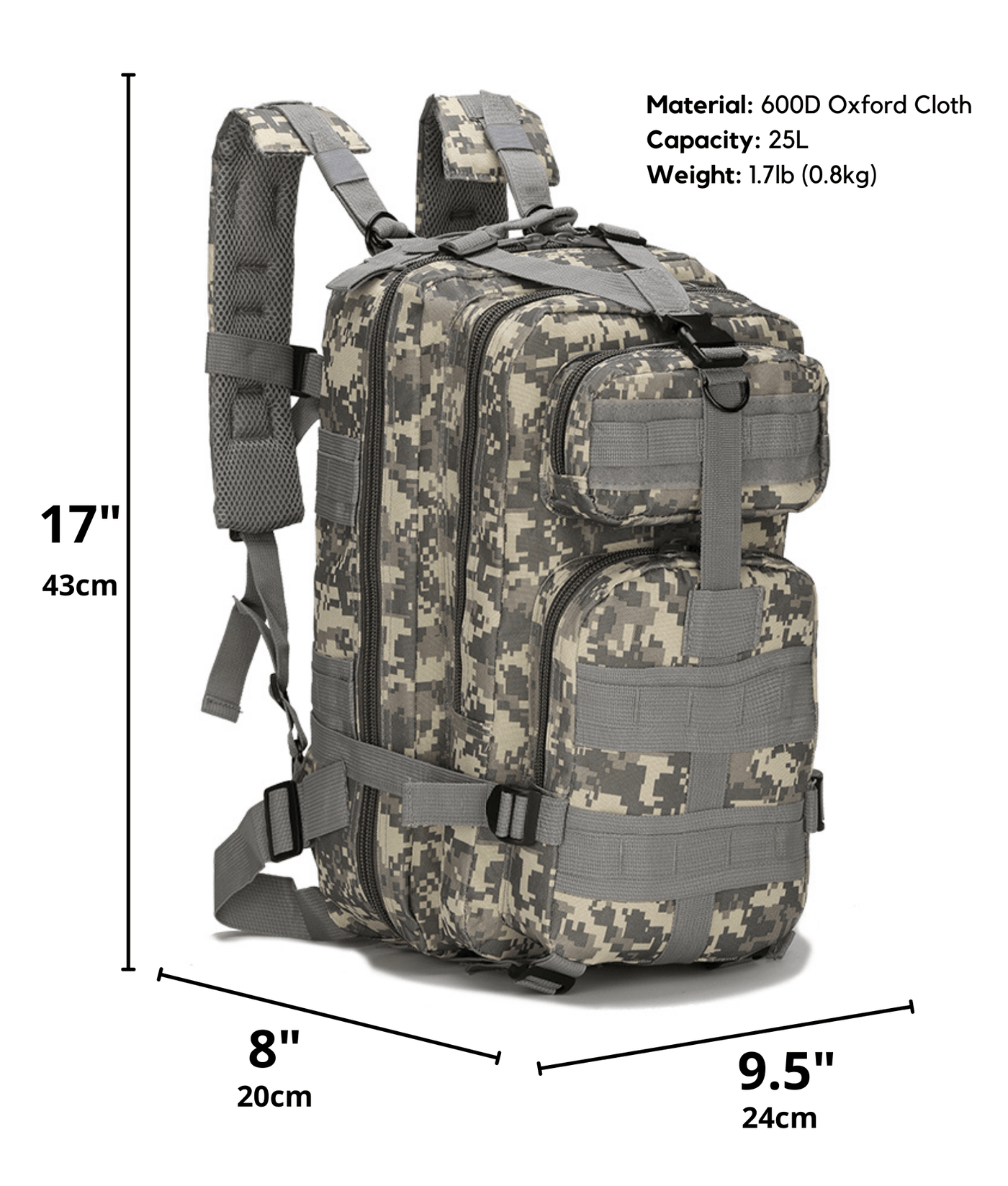 Tactical 25L Molle Backpack Army Pack | MOLLE Bag Rucksack | Range Bag - Firebrands