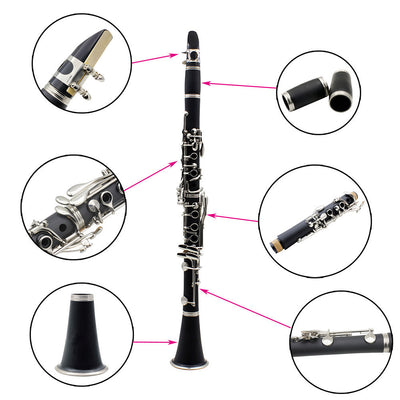 Clarinet Bakelite Nickel Plated Clarinet 17 Key Beginner Grade Test Playing Instrument