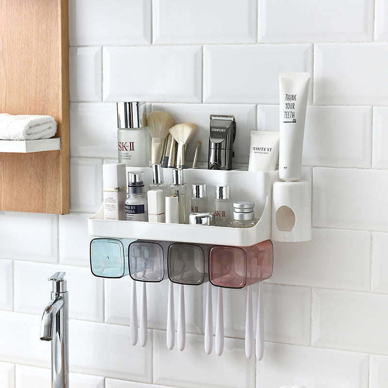 Toothbrush Holder Bathroom Shelving Hole-free Suction Wall