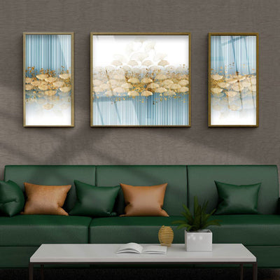 Set Of Luxury Abstract Golden Canvas Wall Art