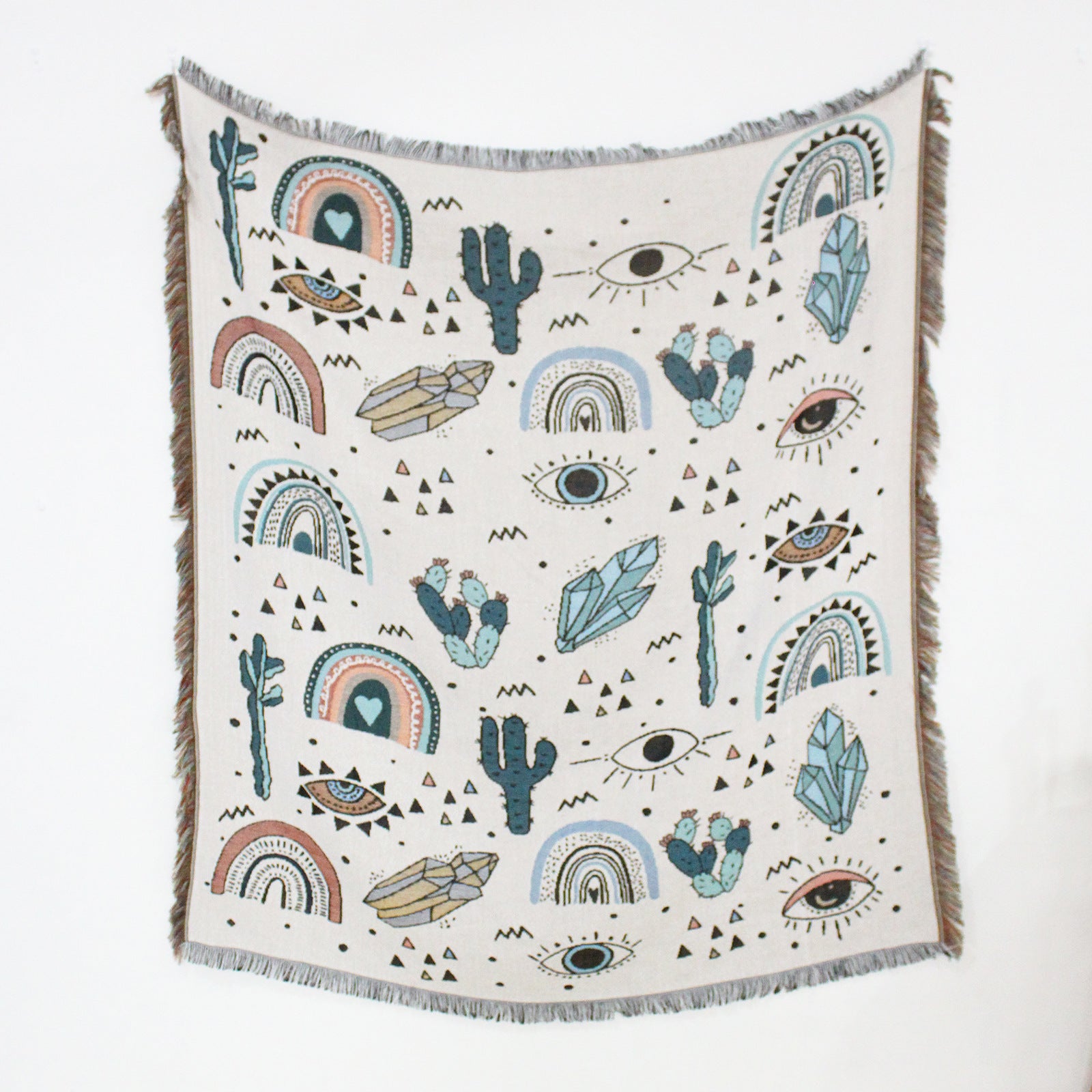 Capa de sofá estilo boho casual com franjas