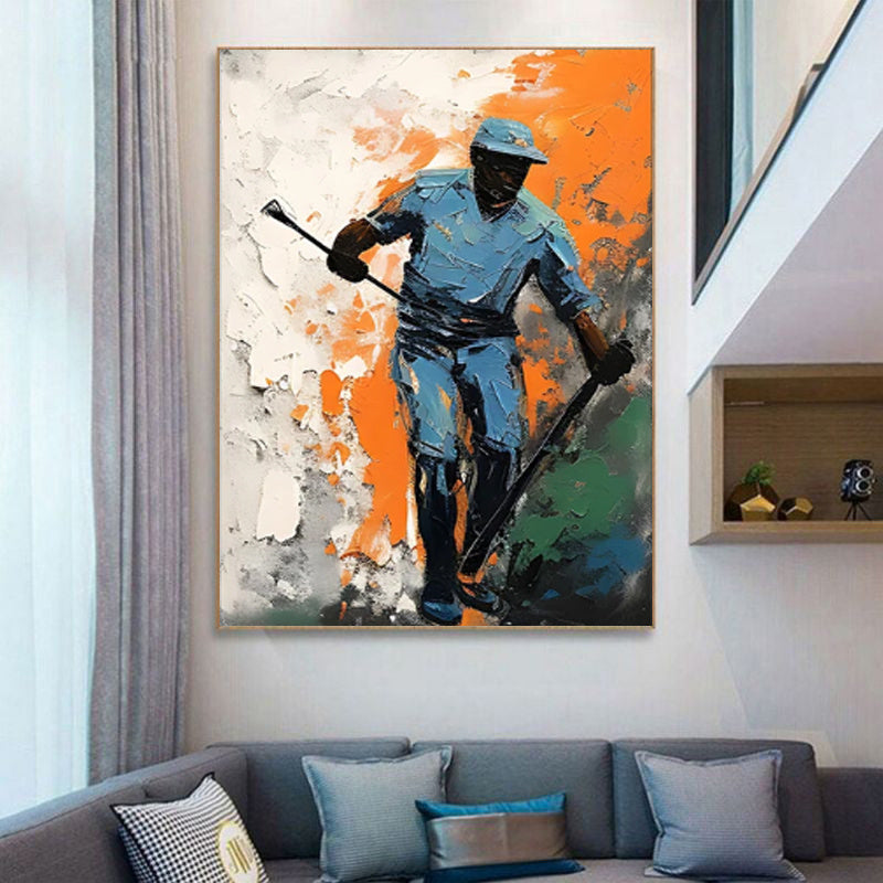 Peinture à l'huile faite à la main sur toile, décoration murale, tableau représentant des garçons sur le thème du hockey sur glace, idéal pour les clubs de garçons et de filles, cadeau, sans cadre.