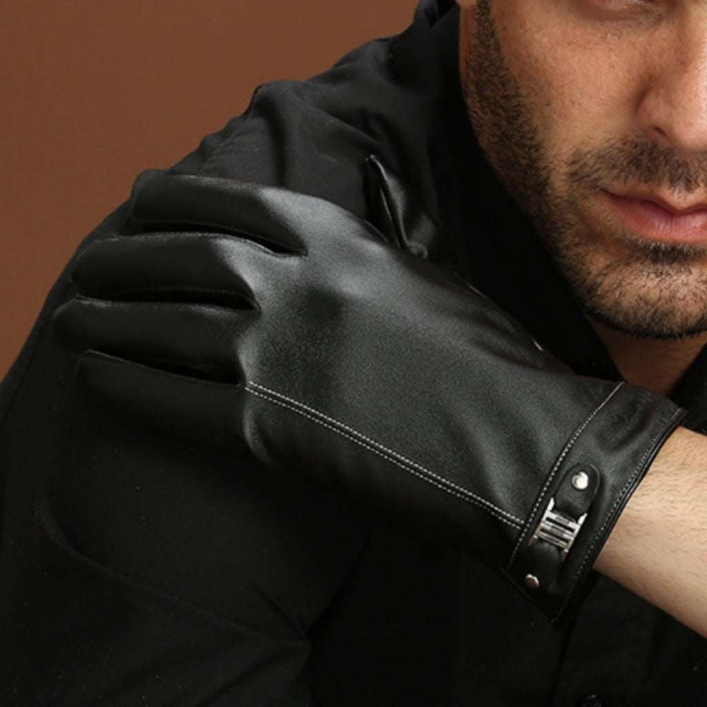 Luvas de inverno para homem para ciclismo ao ar livre, com forro de lã grossa e proteção contra salpicos, ideais para ecrãs tácteis.