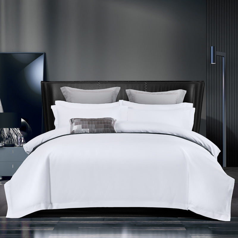 Enxoval de cama de quatro peças em tecido branco puro para hotel