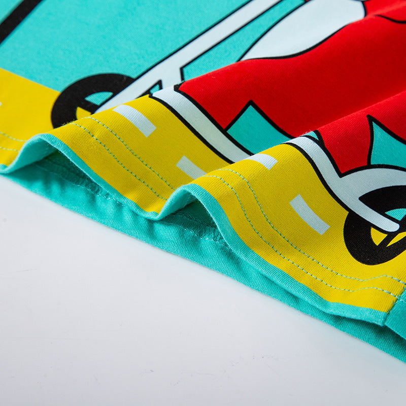 T-shirt infantil de algodão estilo estrangeiro para menino