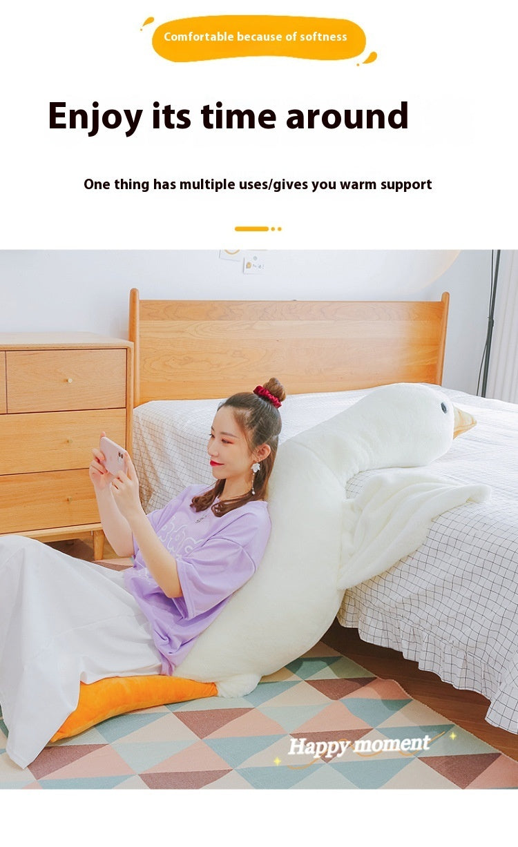 Coussin en peluche représentant une grosse oie blanche mignonne