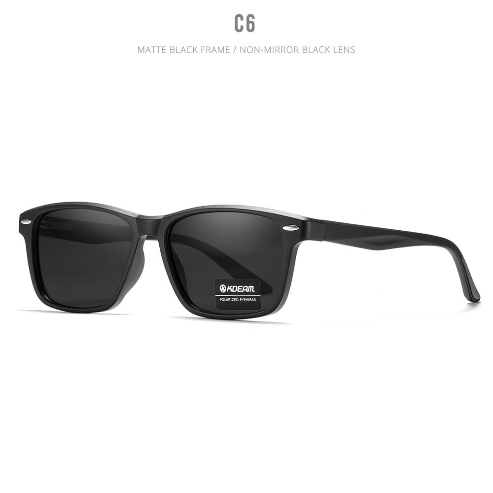 Lunettes de soleil carrées décontractées sans logo, polarisées, sans logo