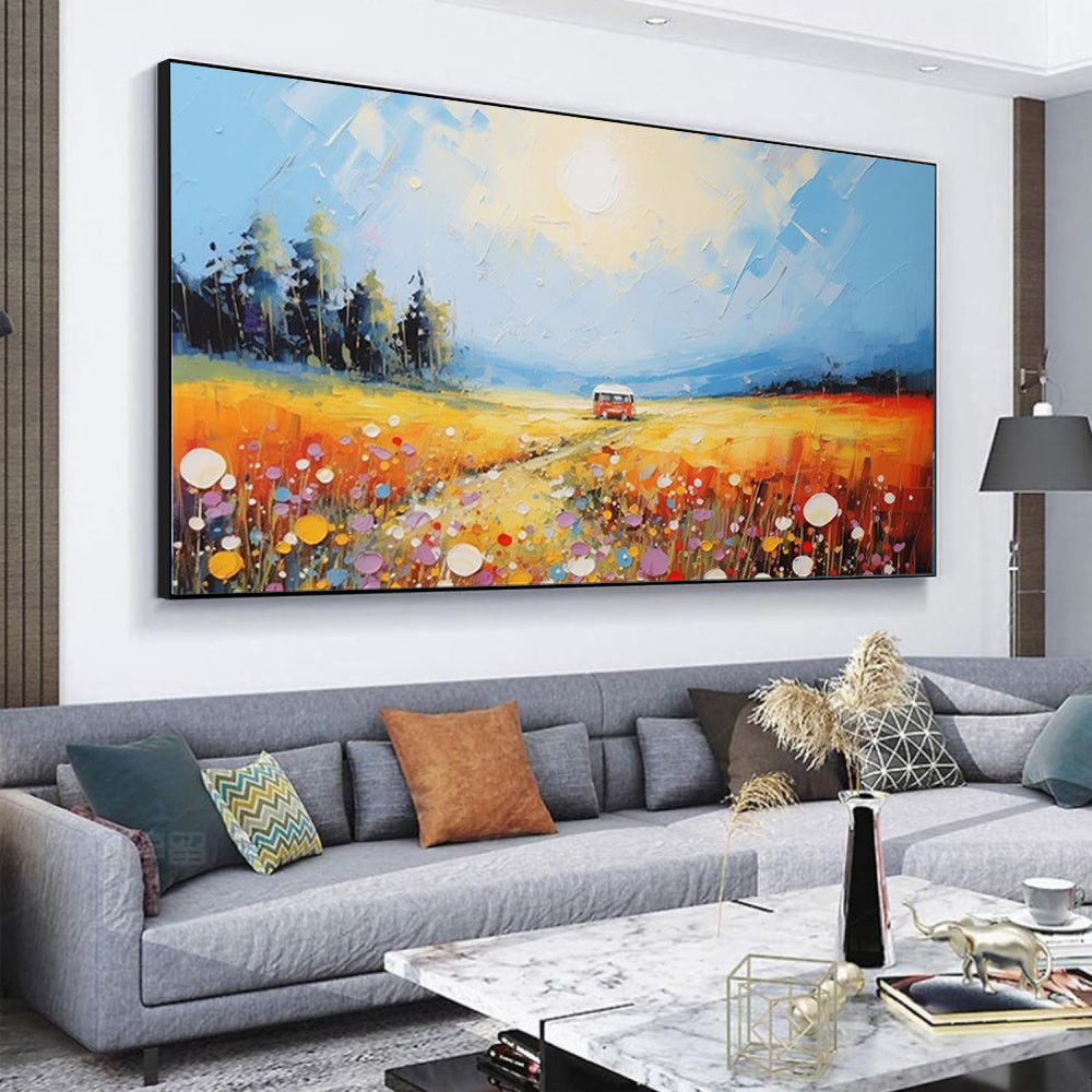 Pinturas de paisagens naturais, arte em tela pintada à mão, pintura a óleo, arte de parede, quadros de grandes dimensões para decoração de sala de estar.