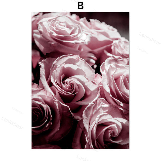 Pintura em tela decorativa com flor de peónia