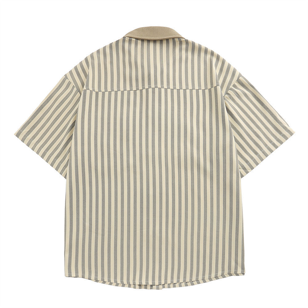 Flowers Vertical Striped Short Sleeves