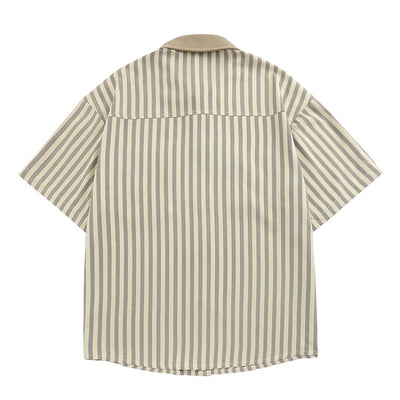 Flowers Vertical Striped Short Sleeves