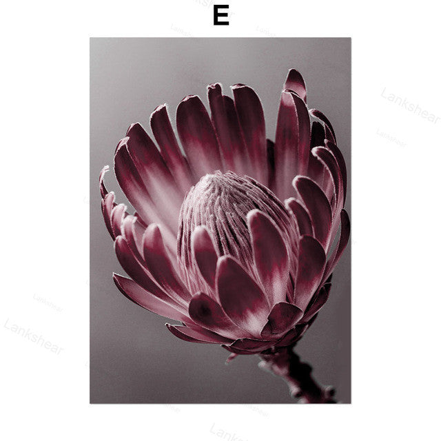 Pintura em tela decorativa com flor de peónia