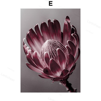 Pintura em tela decorativa com flor de peónia