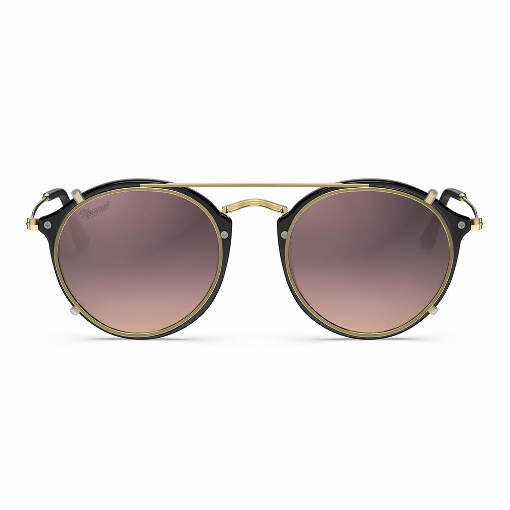 Vintage Heritage Clip-on sunglasses in classic round shape with gradient lenses and gold accents.