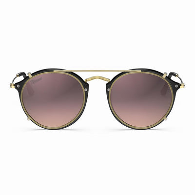 Vintage Heritage Clip-on sunglasses in classic round shape with gradient lenses and gold accents.