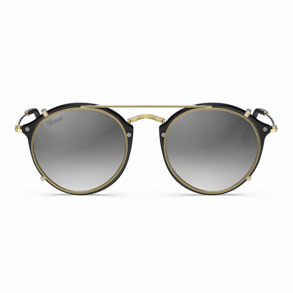 Vintage Heritage Clip-on sunglasses with minimal design and gray lenses.