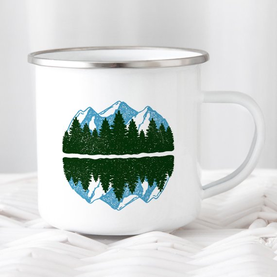 Mountain Mug Enamel Mug Wanderlust Camping Mug The - Firebrands