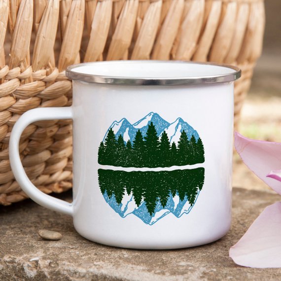 Mountain Mug Enamel Mug Wanderlust Camping Mug The - Firebrands