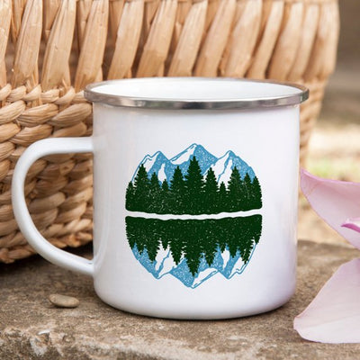Mountain Mug Enamel Mug Wanderlust Camping Mug The - Firebrands