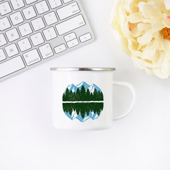 Mountain Mug Enamel Mug Wanderlust Camping Mug The - Firebrands