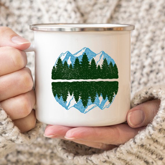 Mountain Mug Enamel Mug Wanderlust Camping Mug The - Firebrands