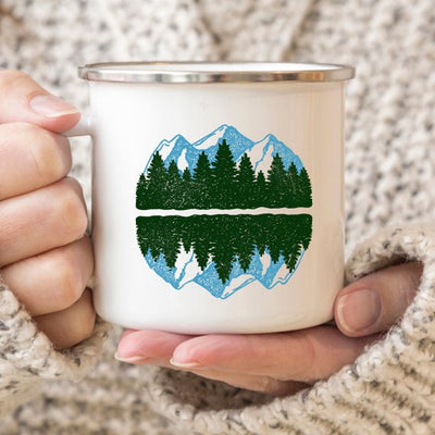 Mountain Mug Enamel Mug Wanderlust Camping Mug The - Firebrands