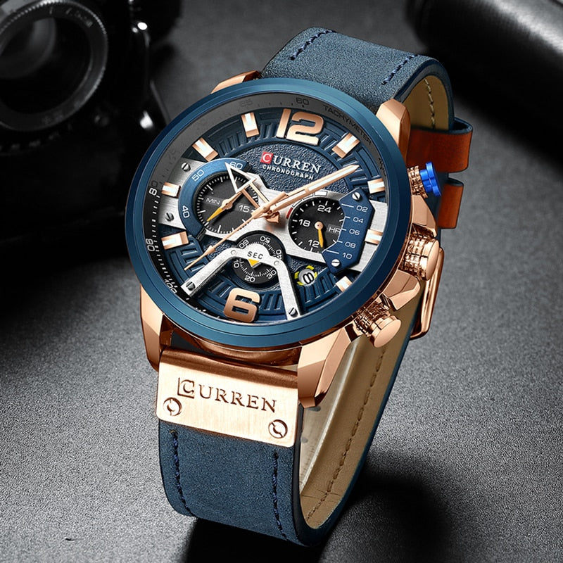 Military Leather Chronograph Wristwatch - Firebrands