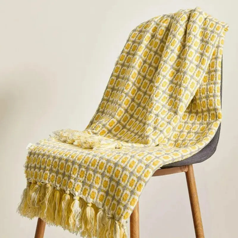 Pastoral Style Yellow Knitted Woolen Blanket - Firebrands