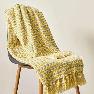 Pastoral Style Yellow Knitted Woolen Blanket - Firebrands