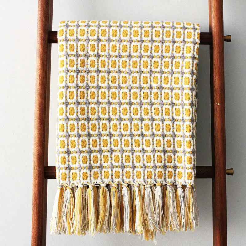 Pastoral Style Yellow Knitted Woolen Blanket