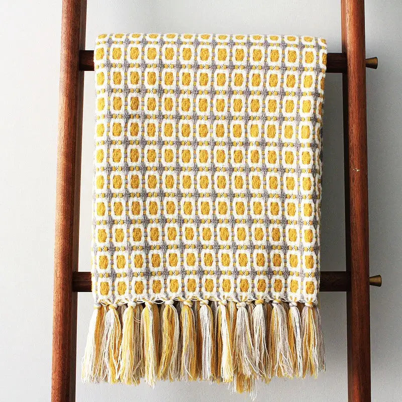 Pastoral Style Yellow Knitted Woolen Blanket - Firebrands