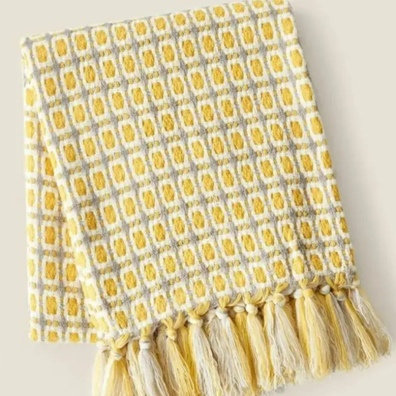 Pastoral Style Yellow Knitted Woolen Blanket - Firebrands