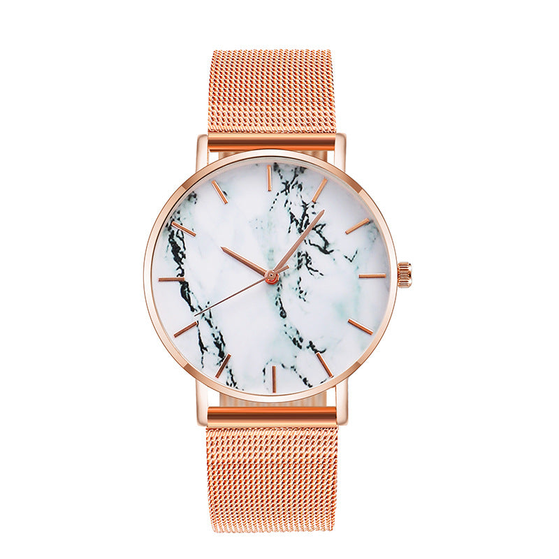 Fashion Rose Gold Mesh Band Creative Marble Female Wrist Watch Luxury Women Quartz Watches Gifts Relogio Feminino Drop Shipping - Firebrands